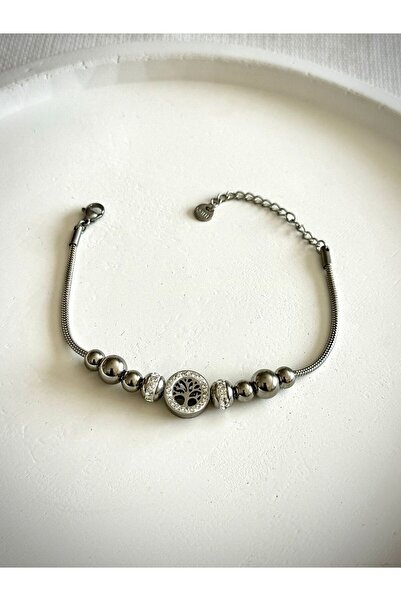 Women's Steel Bracelet Tree of Life Stone Detail Anti-darkening Bracelet