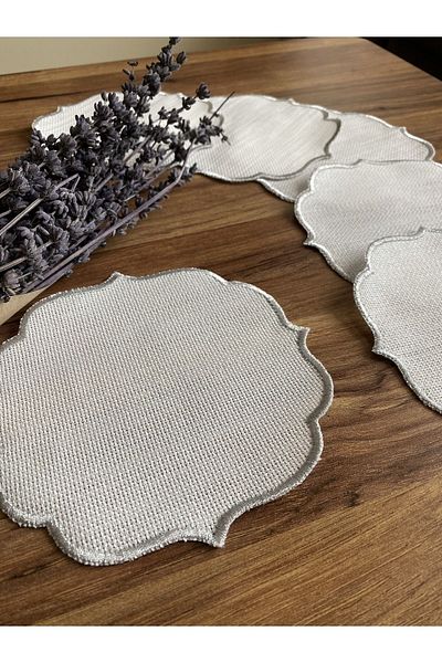 Nurhanhome 6 Pieces Linen Linen Fabric Suitable for Etamine Processing Silver Color Coffee Cocktail Presentation Napkin