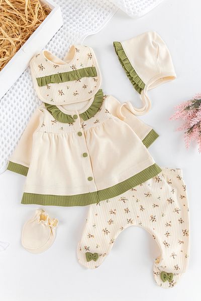 Babymod Frill Collar Front Buttoned Floral Baby Girl 5 Piece Hospital Outlet Baby Set