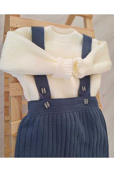 Nimini Kids Knitwear Sweater & Strappy Jumpsuit Unisex Baby Kids Bottom Top Set of 2 (0-6 Years)