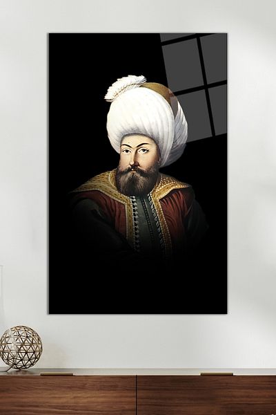 Vosevu Pictură din sticlă Osman Gazi Sultans, Decor modern pentru casă și birou, Decorare de perete cadou, Sticlă rezistentă la spargere