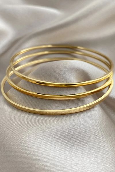 MRROCKS 3 Pieces Ajda Gold Colored Stainless Steel Bracelet