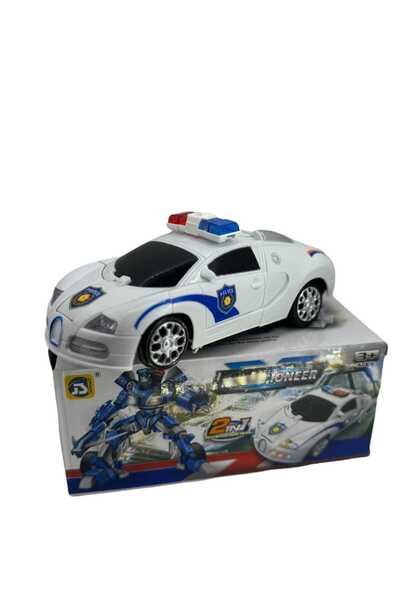 Şems Pazarlama Polis Robota Dönüşen Araba Oyuncak ışıklı, sesli Robot Araba Çarp ve Devam Et Sesli