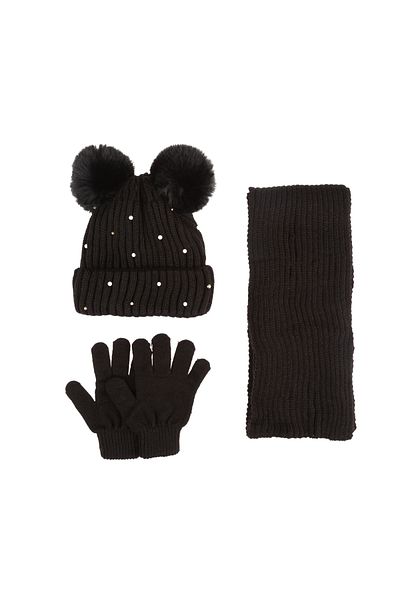 Aware Time Kitti 9-15 ani pentru fetiță, eșarfă cu perle, mănuși, set de 3 piese