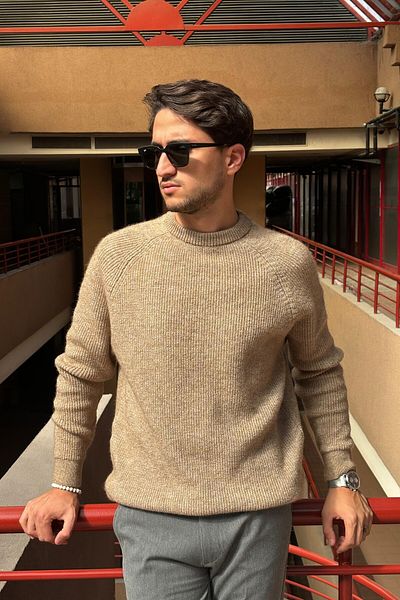 inpool High Quality Cotton Oversize Knitwear Sweater - Crew Neck Pltk07