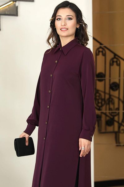 Esilanur Century Tunic Trousers Double Hijab Suit Plum