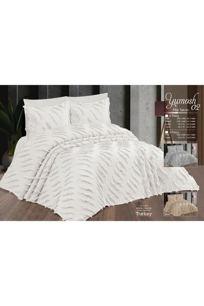 Çt Çeyizci Tekstil Çift Kişilik Yatak Örtüsü Gri 6 Parça Yatak Örtüsü Bedspread