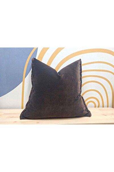 Duvarline Husă de pernă din catifea cu volane maro închis