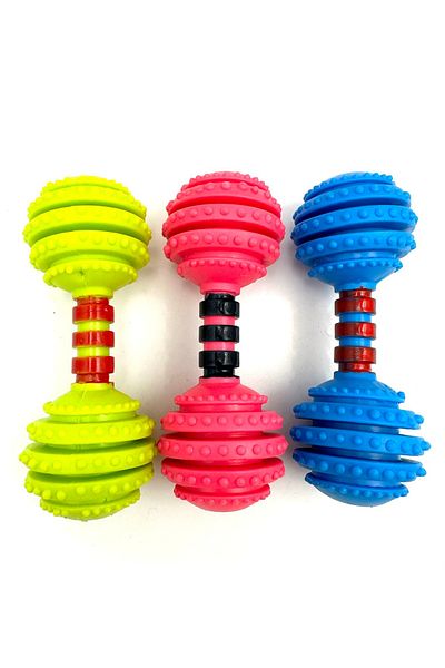 Tasma Market 12cm Barbell Bell Teeth Scratching Tartar Removal Dog Toy Set