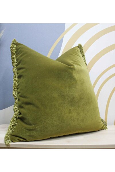 Duvarline Husă de pernă din catifea cu volane, husă de pernă din catifea verd...