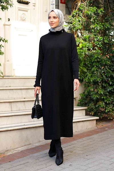 Pamuk Butik Γυναικείο πλεκτό φόρεμα Mercerized με πέτρα με λεπτομέρεια βολάν