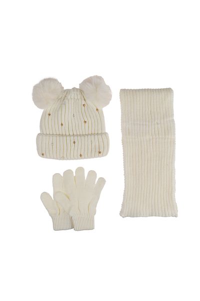 Aware Time Kitti 9-15 ani pentru fetiță, eșarfă cu perle, mănuși, set de 3 piese