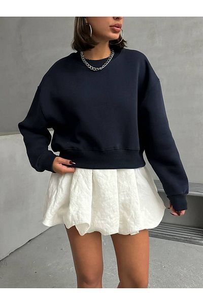 LECTUEL Oversize Basic Crop Sweatshirt