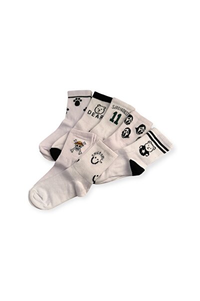 çorapdunyam 8 Pack Written Icon College Tennis Socks - Cotton Combed Cotton