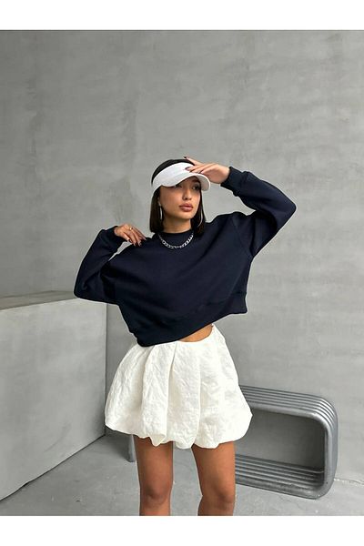 LECTUEL Oversize Basic Crop Sweatshirt