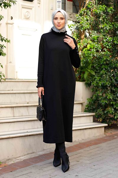Pamuk Butik Γυναικείο πλεκτό φόρεμα Mercerized με πέτρα με λεπτομέρεια βολάν