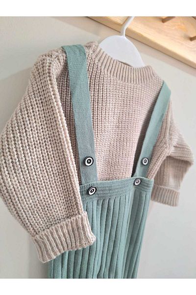 Nimini Kids Tricotaj Pulover și salopetă cu bretele Unisex Bebeluș Copil Partea de jos Set de 2 (0-6 ANI)