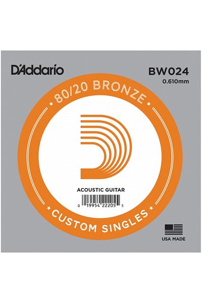 Daddario Bw024 Acoustic Single String, 80/20 Bronze Wound, 024, (Left)