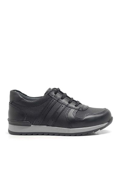 Rakerplus Pantofi de școală sport pentru băieți din piele naturală cu fermoar negru