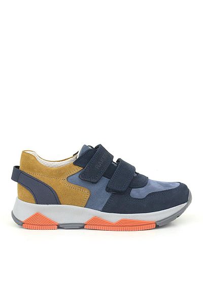 Rakerplus Genuine Leather Navy Blue Tan Kids Sneakers Sports Shoes