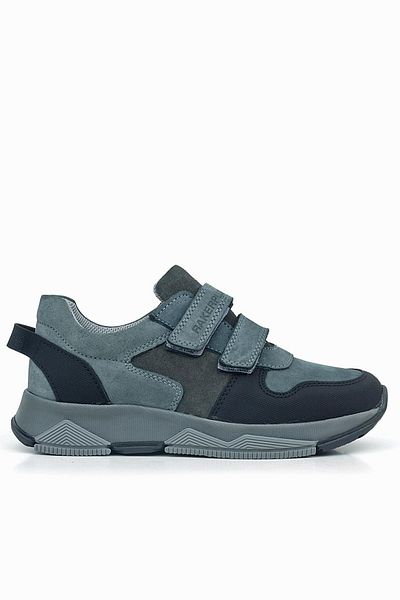 Rakerplus Dark Gray and Black KidsSneakers- Genuine Leather, Velcro Sneakers
