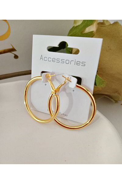 mos&more Gold Pipe Hoop 4cm Women's Earrings 1 Pair