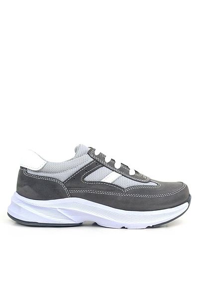 Rakerplus Genuine Leather Anatomical Gray Laced Lightweight Children's Sports Shoes