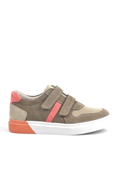 Rakerplus Pantofi sport pentru băieți din piele naturală cu velcro culoare nisip