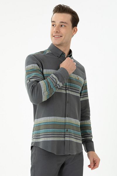 U.S. Polo Assn. Men's Anthracite Long Sleeve Shirt 50272374 -Vr006