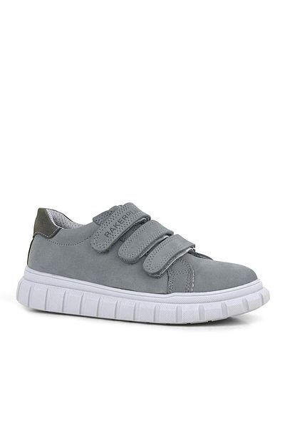 Rakerplus Genuine Leather Gray Velcro Children's Casual Sports School Shoes