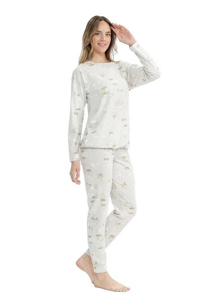 U.S. Polo Assn. Us Polo Assn. 17120 Star Patterned Long Sleeve Elastic Leg Pajama Set