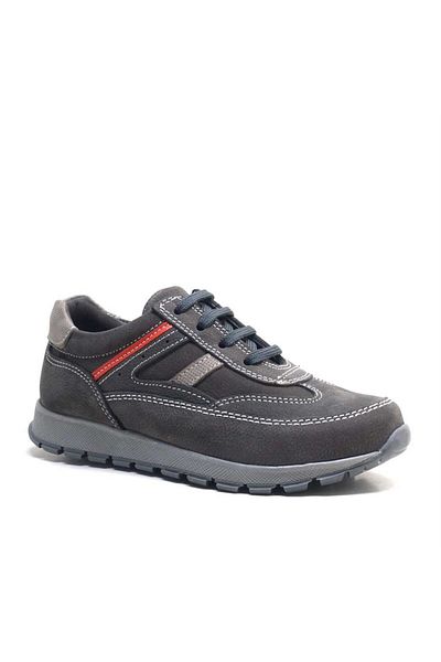 Rakerplus Pantofi sport pentru băieți din piele naturală gri cu șireturi