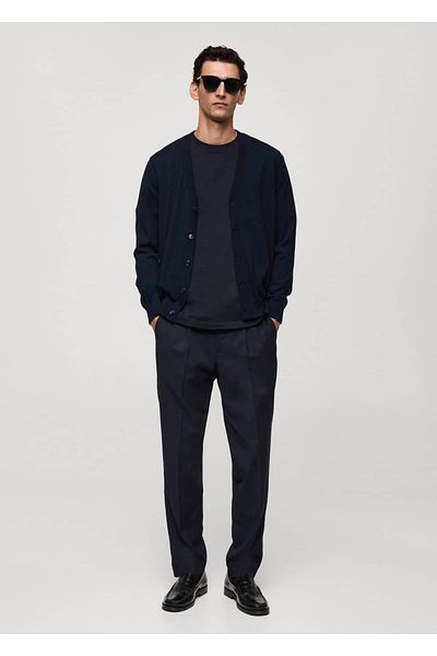 MANGO Man 100% Merino Wool Medium Thickness Knitwear Cardigan