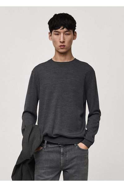 MANGO Man Pulover din tricotaje de grosime medie 100% lana