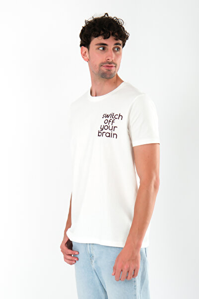Coredra Чоловіча футболка Erkek Ekru Switch Off Regular Fit