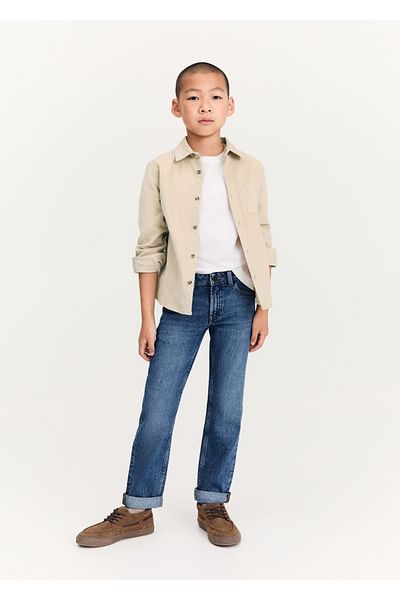 MANGO Kids Blugi cu tăietură dreaptă cu picioare ondulate