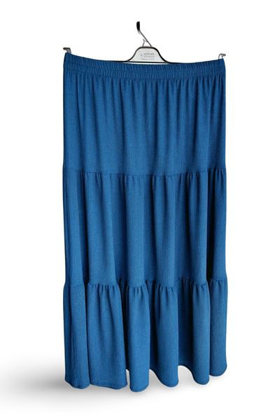 Royaleks Group Elastic Waist Wrap Fabric Skirt Mother's Skirt Long Prayer Skirt Navy Size 44-52