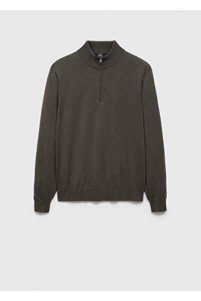 MANGO Man %100 Merino Yünlü Fermuarlı Yakalı Kazak