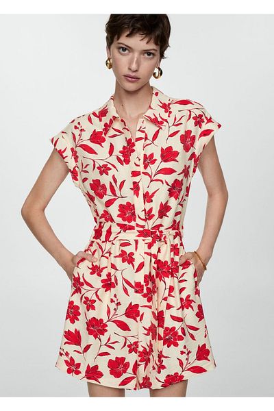 MANGO Woman Blumen-Shorts-Overall