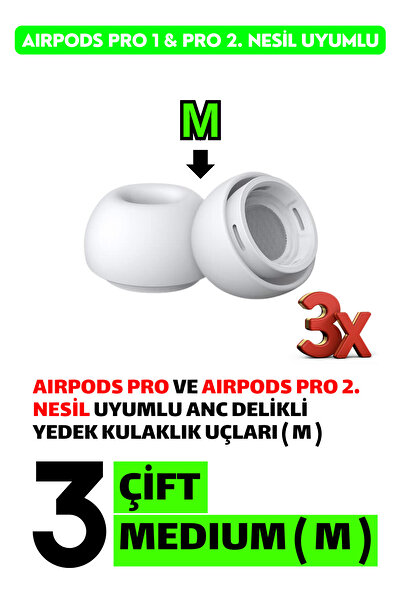 EWEC 3 Çift Medium - Pro Ve Pro 2.nesil Uyumlu Anc Delikli Premium Yedek Sili...