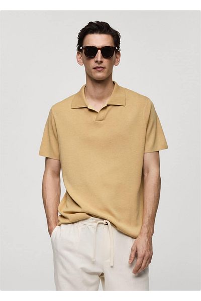 MANGO Man Teksturowana bawełniana koszulka polo