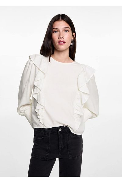 Mango Teen Blouse with Ruffles and Drawstring