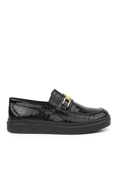 Rakerplus Black Patent Leather Buckle Loafer Children's Classic Shoes