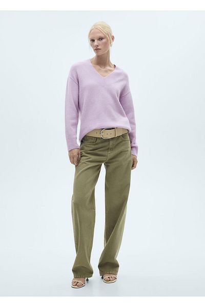 MANGO Woman Pulover supradimensionat cu guler ascutit