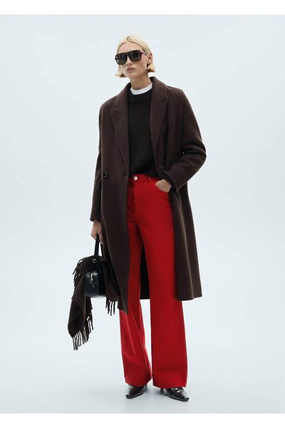 MANGO Woman Straight Cut High Waist Jean Trousers