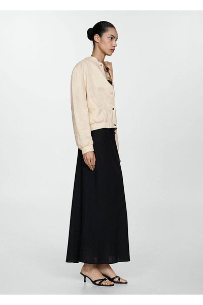 MANGO Woman Plátěná bunda s knoflíkem