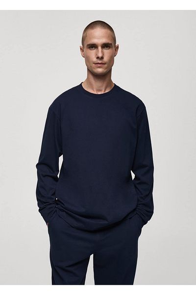 MANGO Man Langes Pyjama-Set aus 100 % Baumwolle