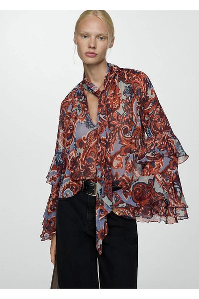 MANGO Woman Flounced Paisley Blouse