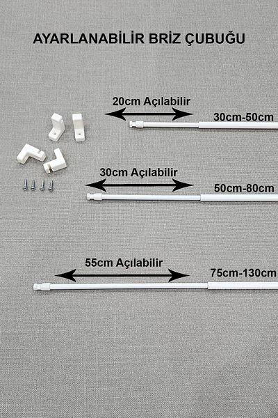 lissehome Tijă de perdea Briz reglabilă de 30-50 cm - 2 bucăți