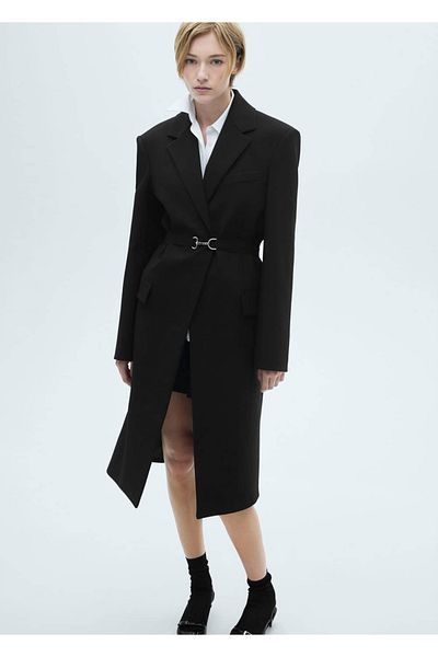 MANGO Woman Belted, Molded Double Fabric Coat